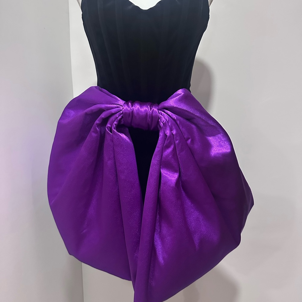 Black Dress with Purple Bow